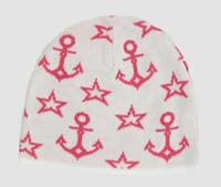 Anchor white-pink stars beanie