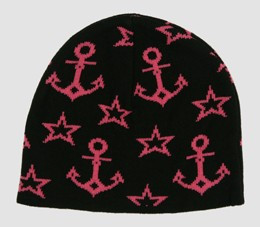 Anchor black-pink stars beanie
