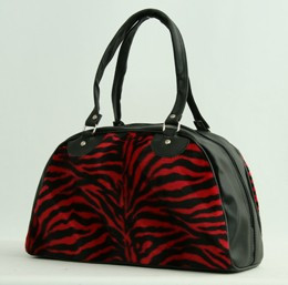 Zebra red medium bowling bag