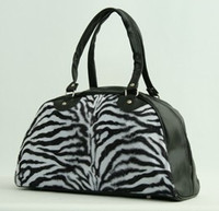 Zebra white medium bowling bag