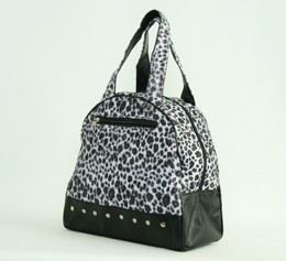 Leopard white medium bowling bag