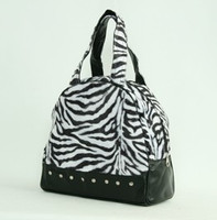 Zebra white medium bowling bag