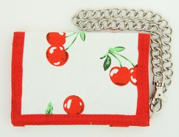 Cherry red cotton mixed with chain wallet