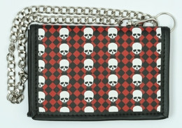 Check red / skull plain white mixed with chain wallet