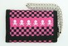 Check skull pink mixed with chain wallet