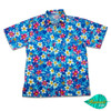 Mixed flower blue hawaii shirt