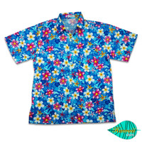 Mixed flower blue hawaii shirt