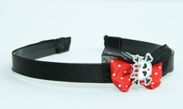 Black-red / cute skull bone white-red Red bow & skull