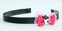 Pink / skull flower white-black dark pink bow & skull