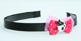 Pink / skull flower white-black dark pink bow & skull