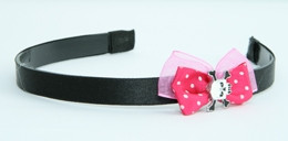 Pink / skull tooth white dark pink bow & skull