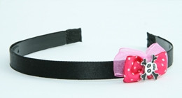 Pink / skull cross eye white-black dark pink bow & skull