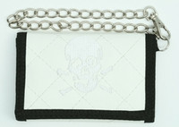 Skull plain white embroidery with chain wallet