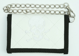 Skull plain white embroidery with chain wallet