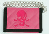 Skull plain pink embroidery with chain wallet