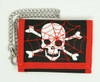 Skull spiderweb red embroidery with chain wallet