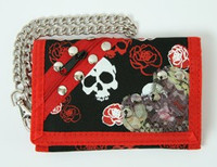 Skull net red embroidery with chain wallet