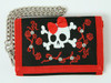 Skull lace red embroidery with chain wallet