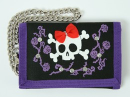 Skull lace purple embroidery with chain wallet