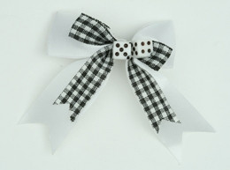 Check white / white dice hair clips piece