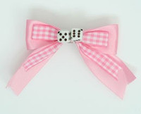 Check pink / white-black dice hair clips piece