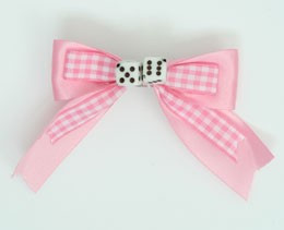 Check pink / white-black dice hair clips piece