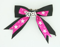 Star dot D.pink / white dice hair clips piece