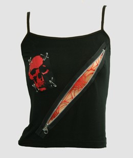 Front - PUS 1 zip spider red top punk top