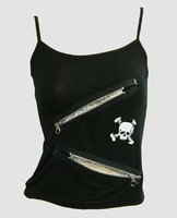 Front - PUS 2 zip spider white top punk top