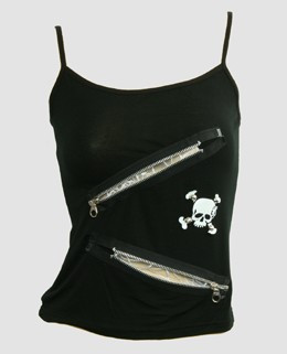 Front - PUS 2 zip spider white top punk top