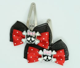 Black-red / cute skull bone Bl-pink red skull