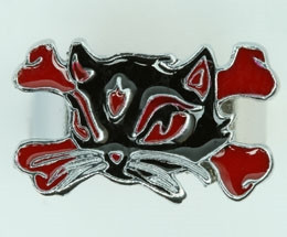 Cat bone black-red animal ring