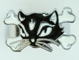 Cat bone black-white animal ring