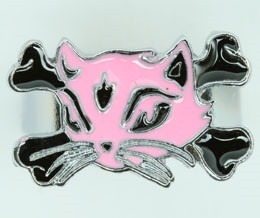 Cat bone pink-black animal ring