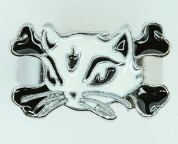 Cat bone white-black animal ring