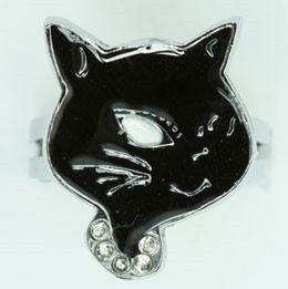 Cat black animal ring