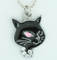 Cat black-pink animal necklace