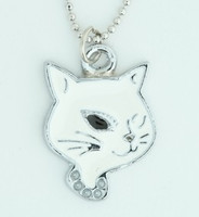 Cat white animal necklace