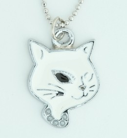 Cat white animal necklace