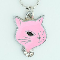 Cat pink animal necklace