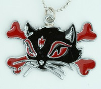 Cat bone black-red animal necklace
