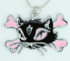 Cat bone black-pink animal necklace