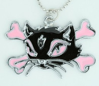 Cat bone black-pink animal necklace