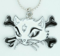 Cat bone white-black animal necklace