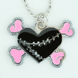 Heart bone black-pink sweet necklace