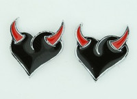 Heart horn black-red cute stud
