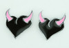 Heart horn black-pink cute stud