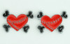 Heart bone red-black cute stud