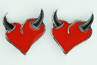 Heart horn red-black cute stud