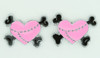Heart bone pink-black cute stud
